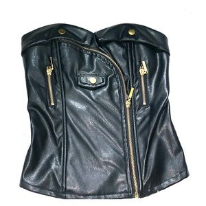 Faux Leather Crop Top Sz Med “WORN ONCE”